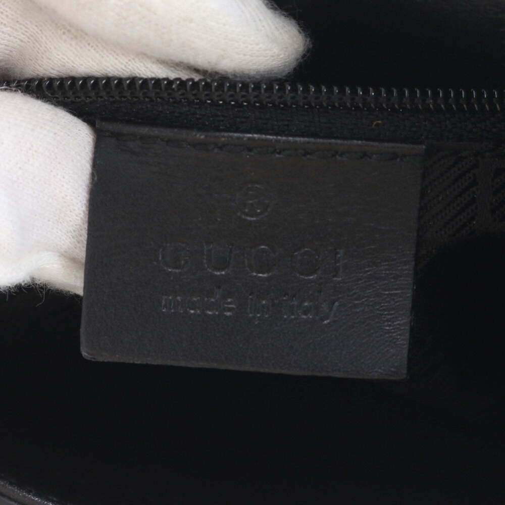 Gucci 001 4129 Leather Canvas Shoulder Bag Tote Handbag Black Women's - Picture 8 of 9